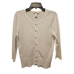 White House Black Market winter white cardigan sweater Size Medium